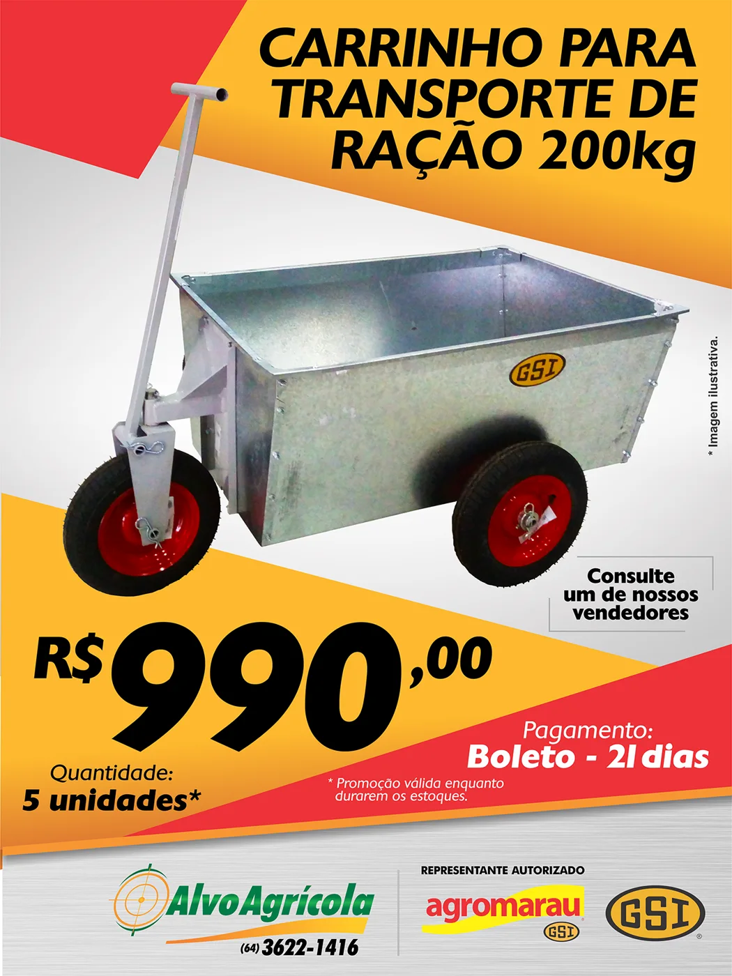 CARRINHO PARA TRANSPORTE DE RAÇÃO 200kg
